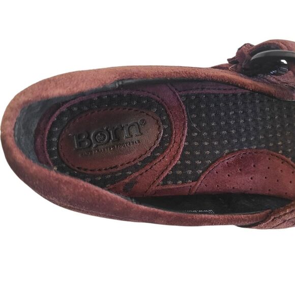BØRN Mary Janes Velvety Suede Round Toe Deep Burgundy Sz 8.5 - Picture 10 of 12